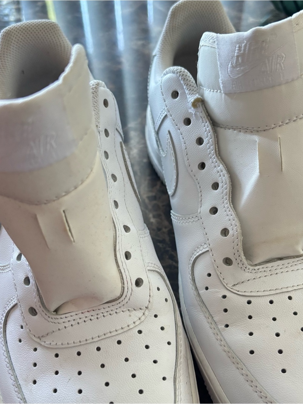 Nike White Men's Air Force Ones Low-Top Leather Sneakers